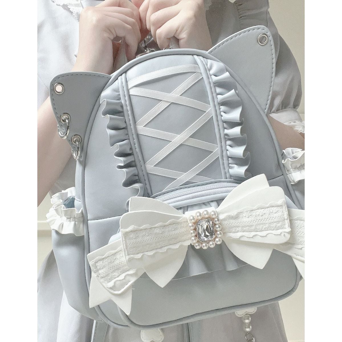 Kawaii Cat Ear Lace-Up Bag