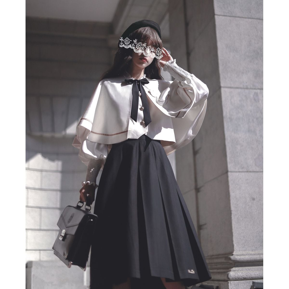 Elegant Long Skirt and Cape Ensemble