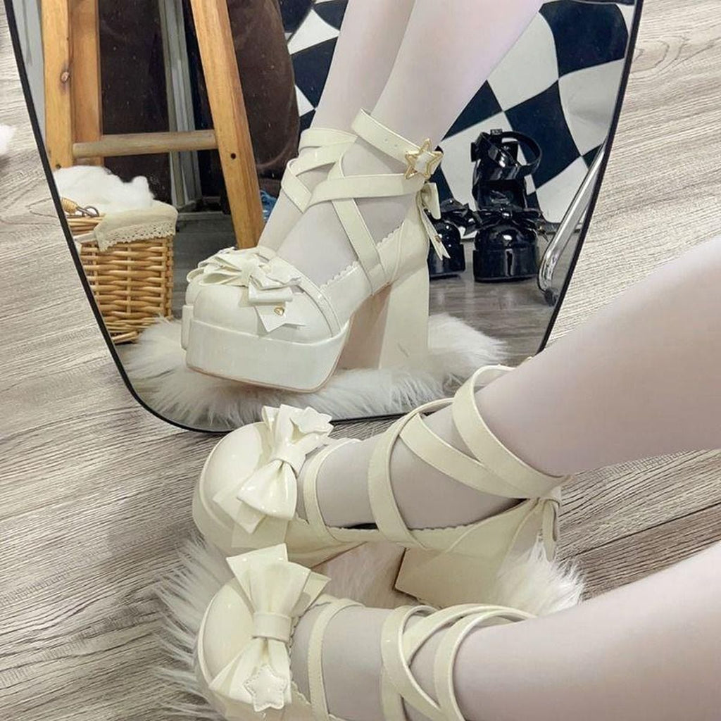 Front Bow Star-Strap Lolita Shoes