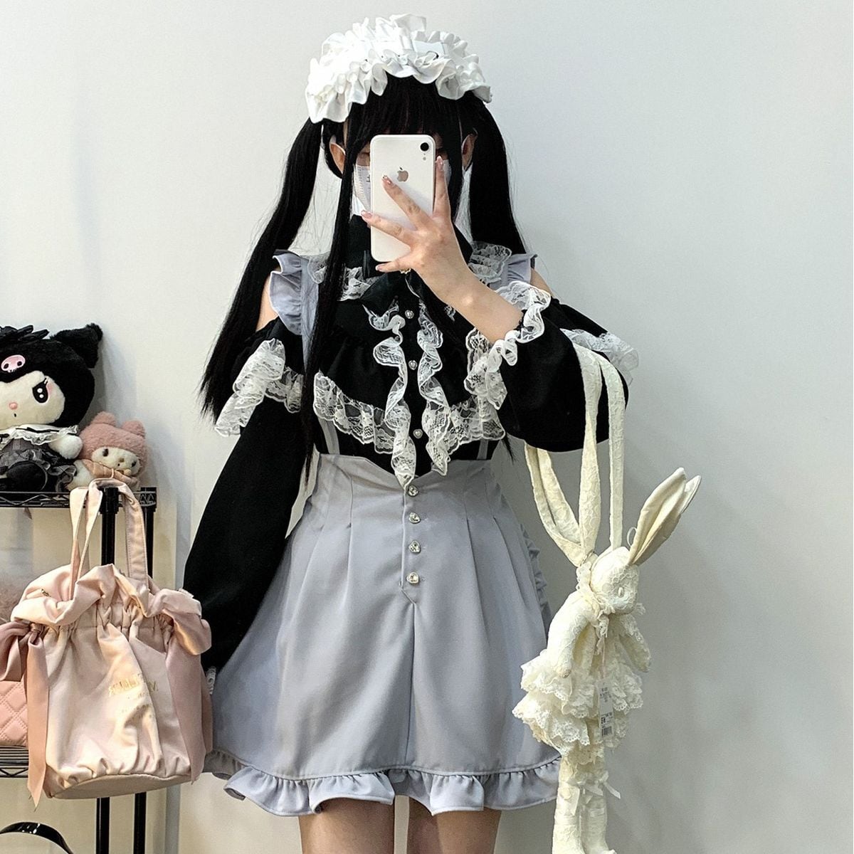 Jirai-kei Long Sleeve Open Shoulder Blouse