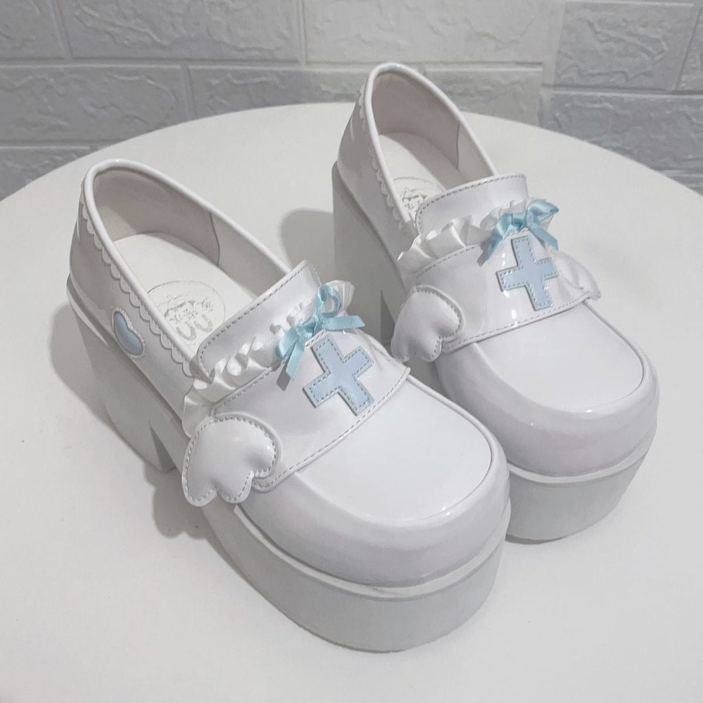 Heavenly Bow-Cross High-Sole Shoes