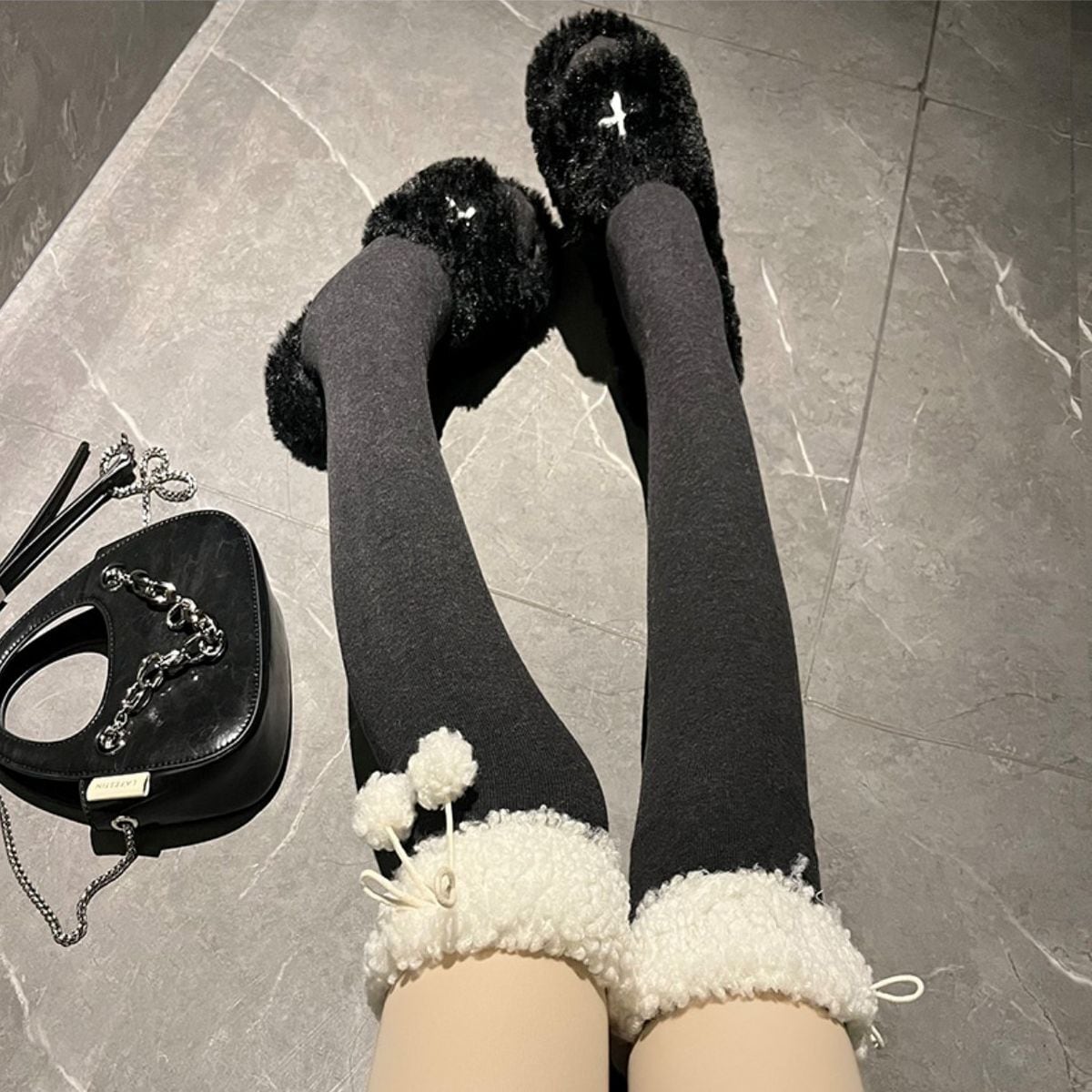 Fluffy Boa Over-the-Knee Socks