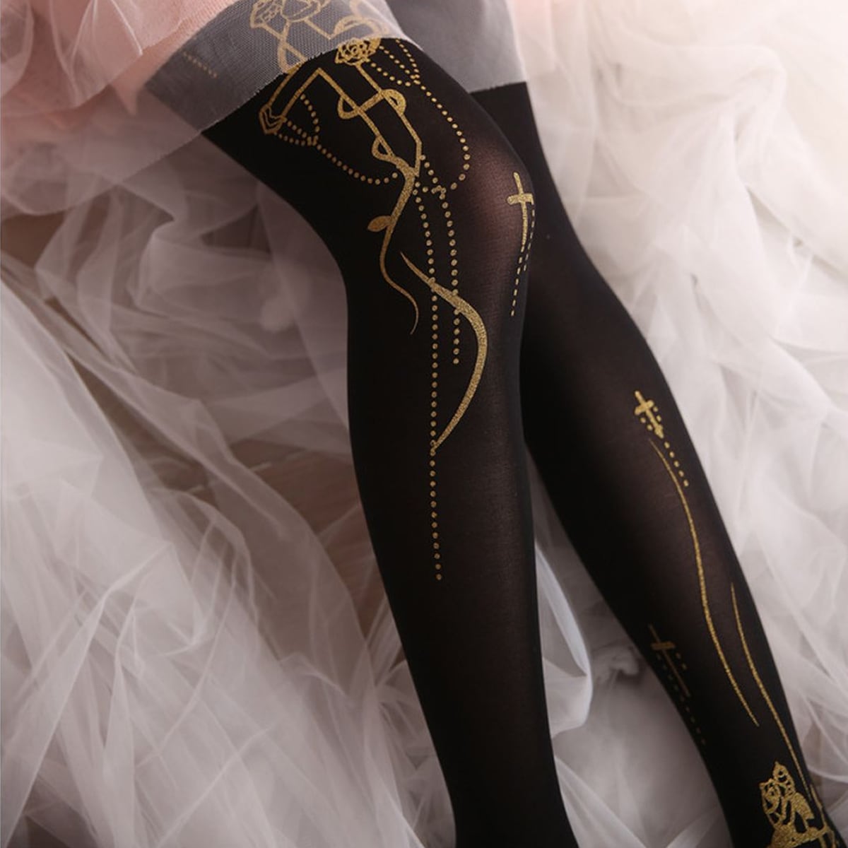 Gothic Cross Pattern Tights