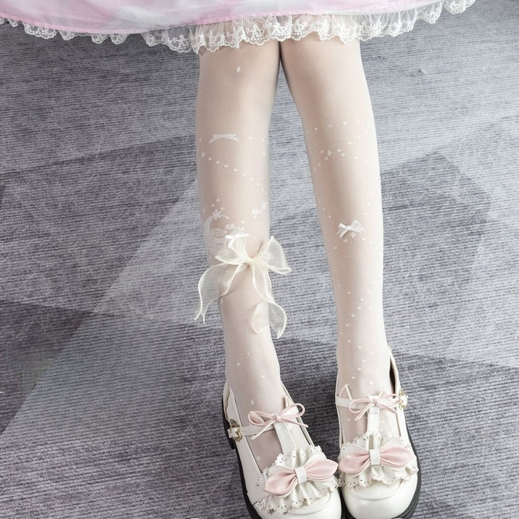 Ribbon Detail Asymmetrical Legwear