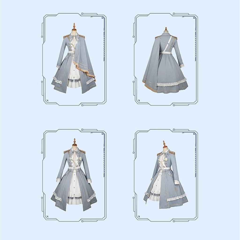 Sky Blue Military Lolita Dress Set
