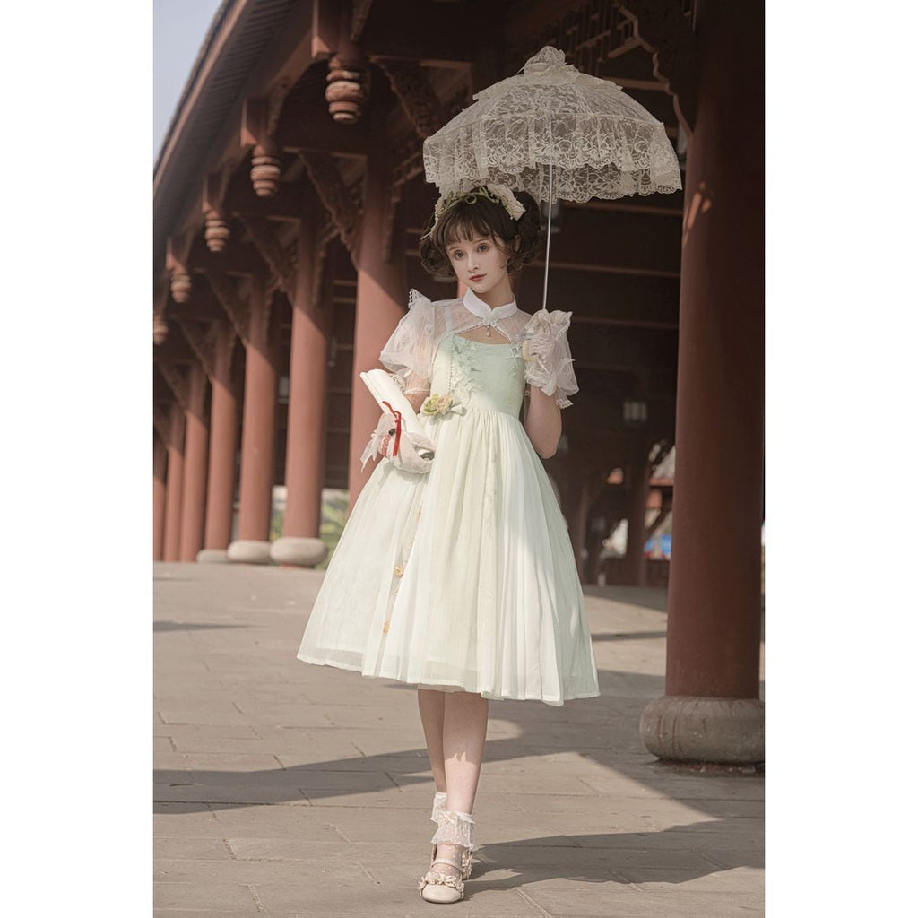 Charming Floral Lace Dress Ensemble