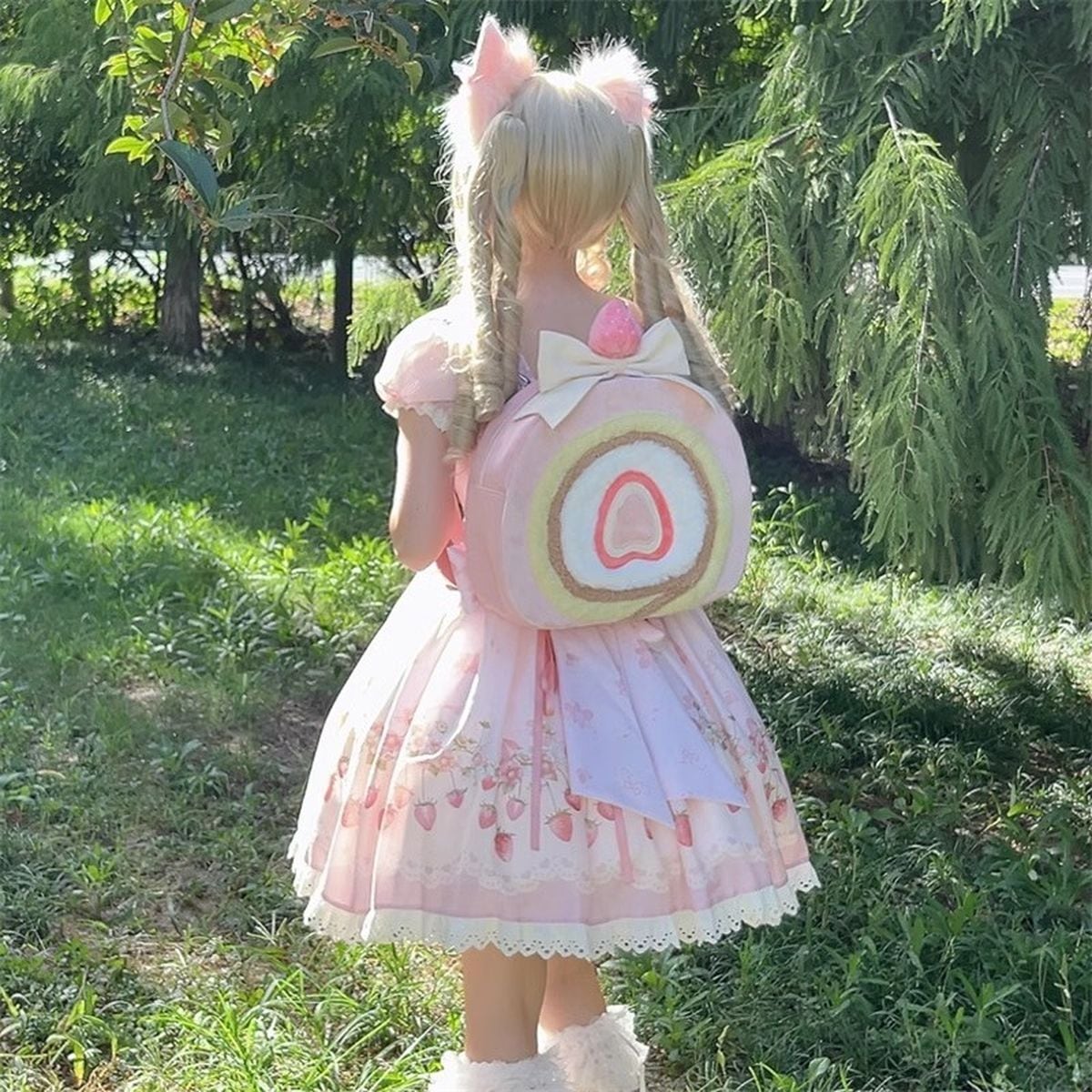 Strawberry Roll Cake Backpack