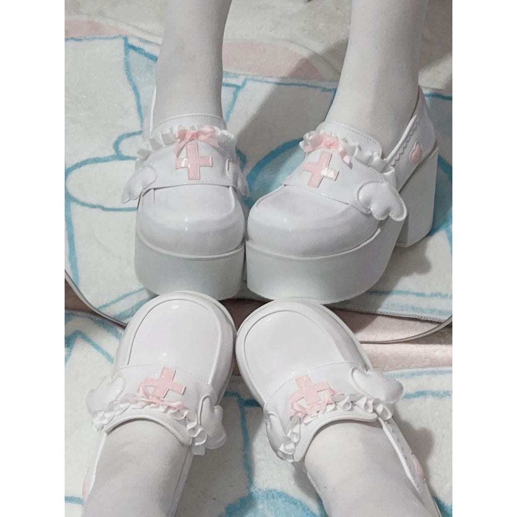 Heavenly Bow-Cross High-Sole Shoes