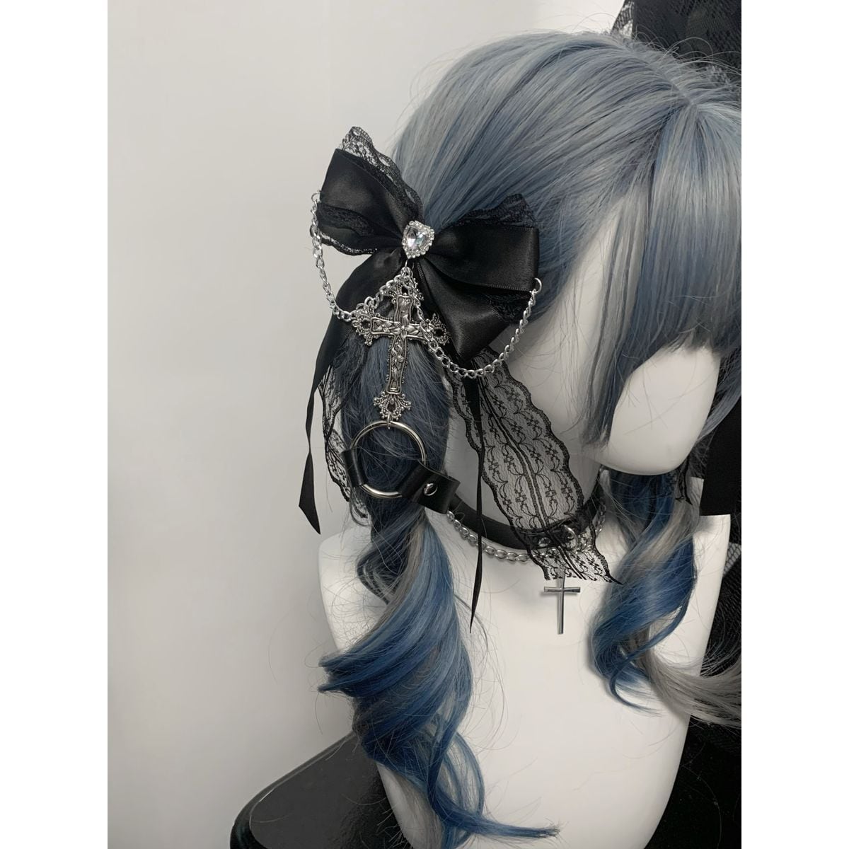 Gothic Ribbon Cross Chain Hair Accessories