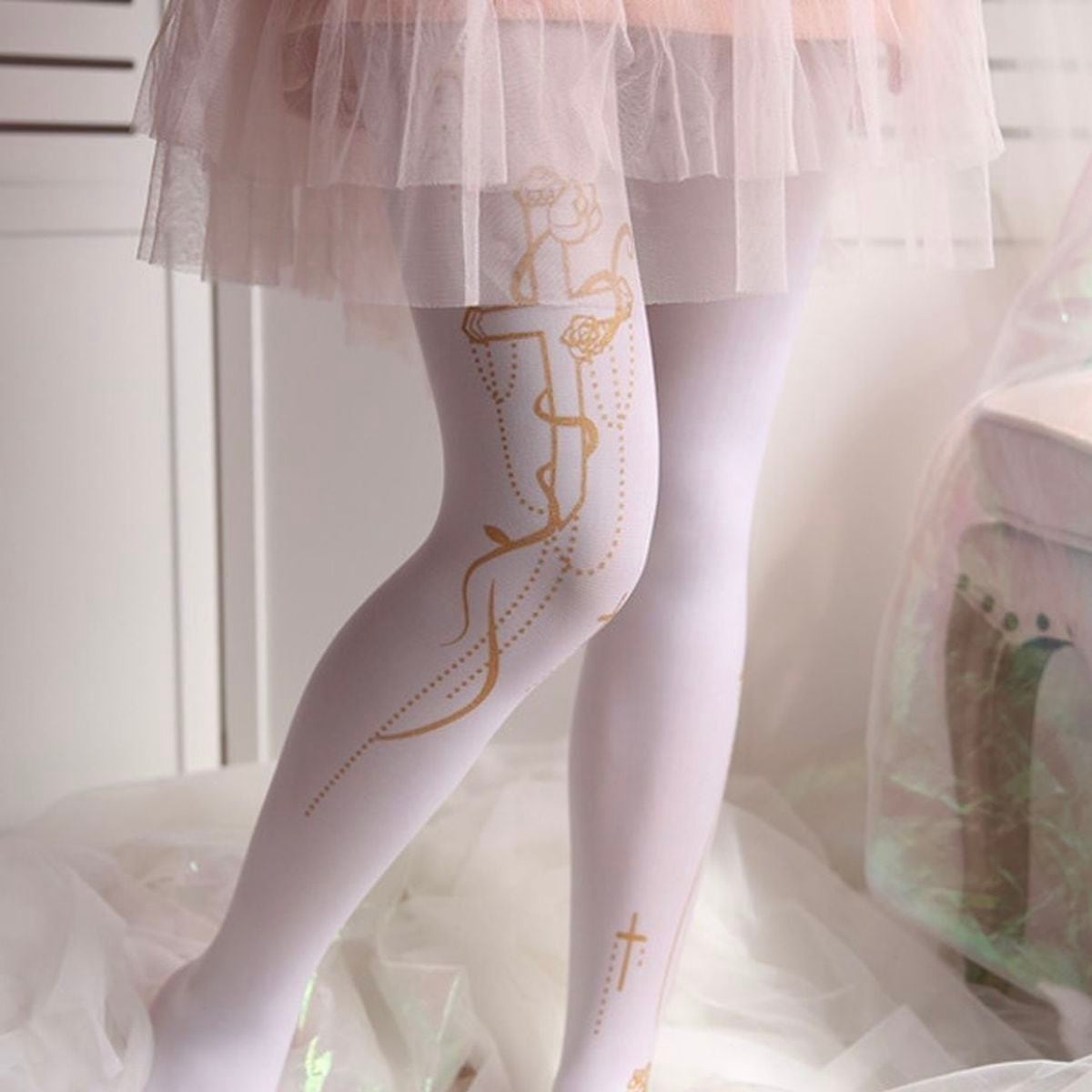 Gothic Cross Pattern Tights
