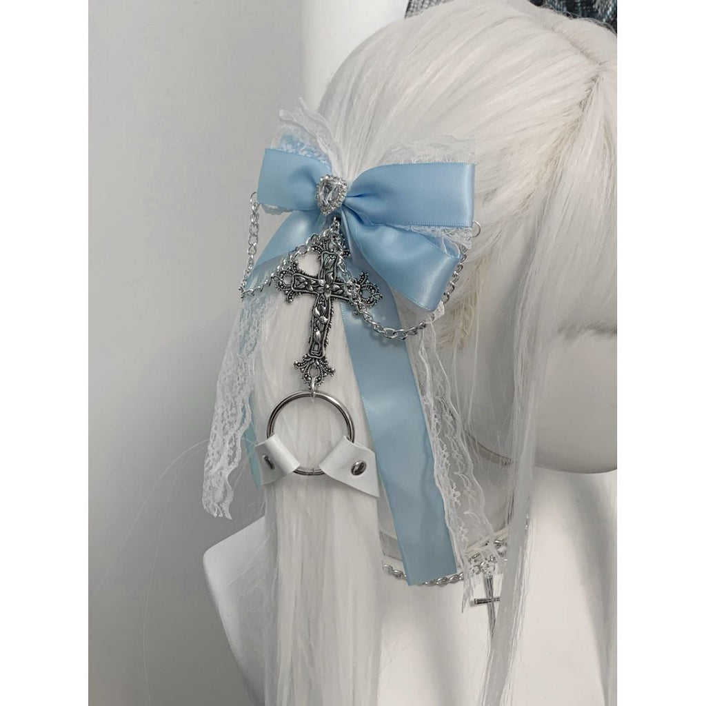 Gothic Ribbon Cross Chain Hair Accessories