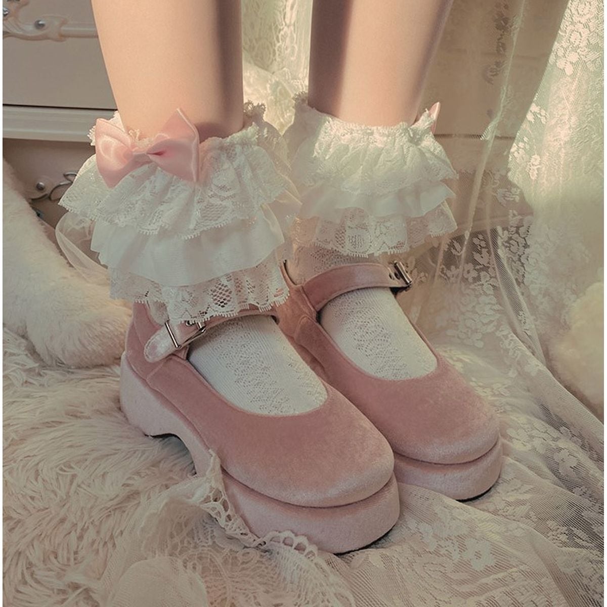 Elegant White Frill Socks