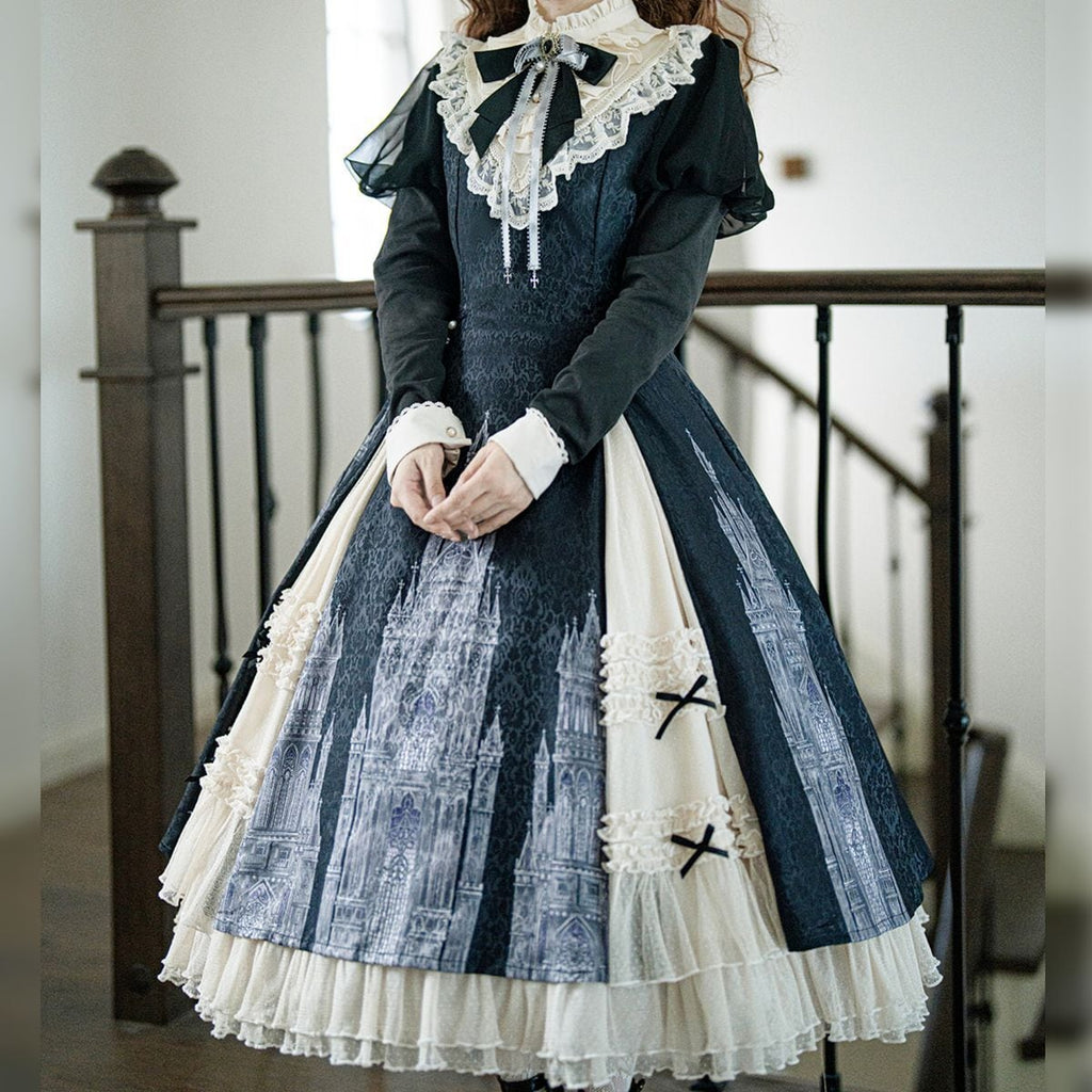 Elegant Gothic Frilly Gown