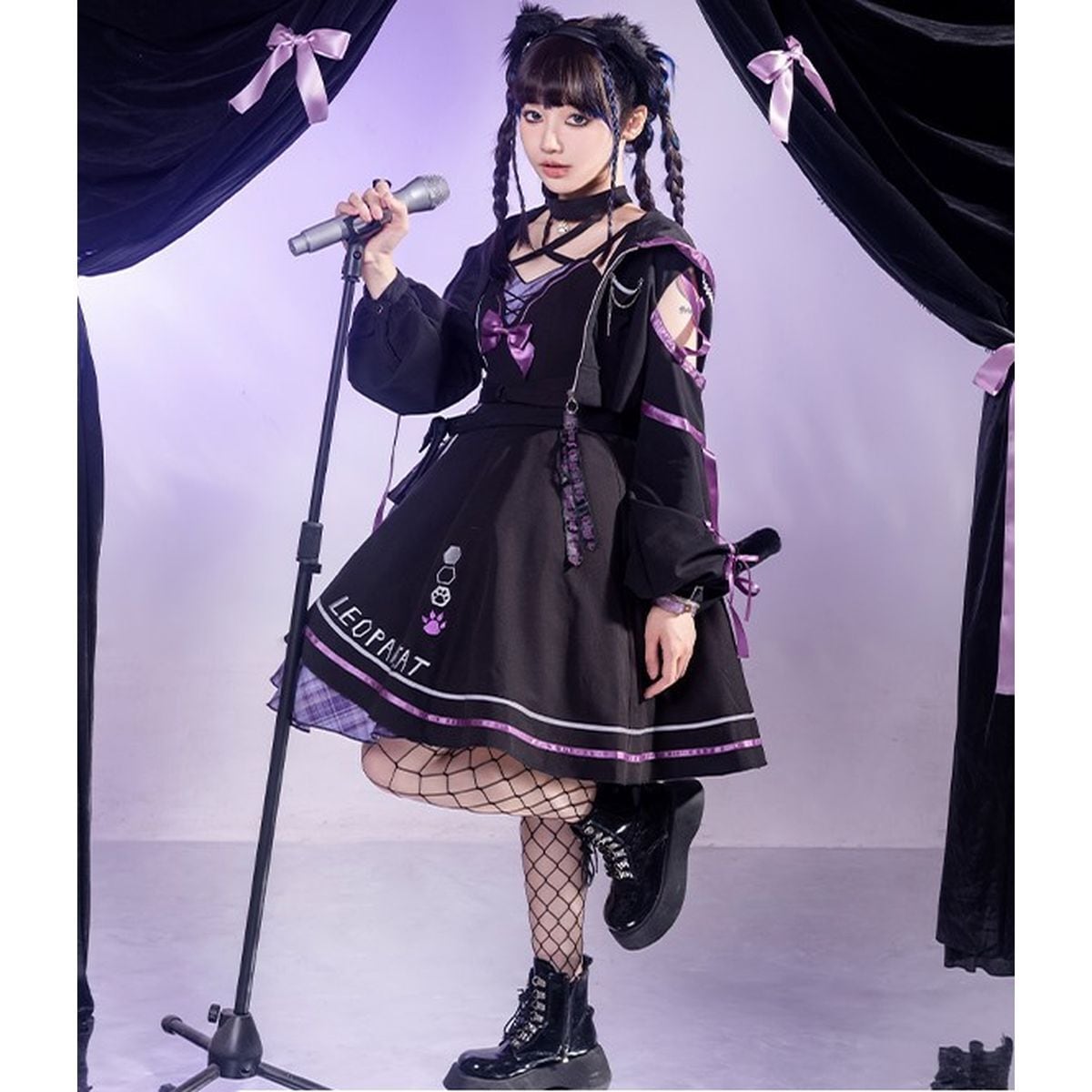 Whimsical Cat Hoodie Dress