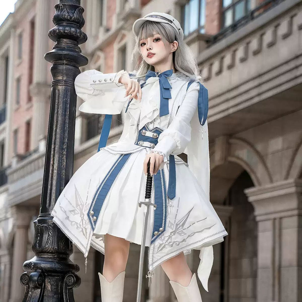 Blue x White Knight Military Lolita Set
