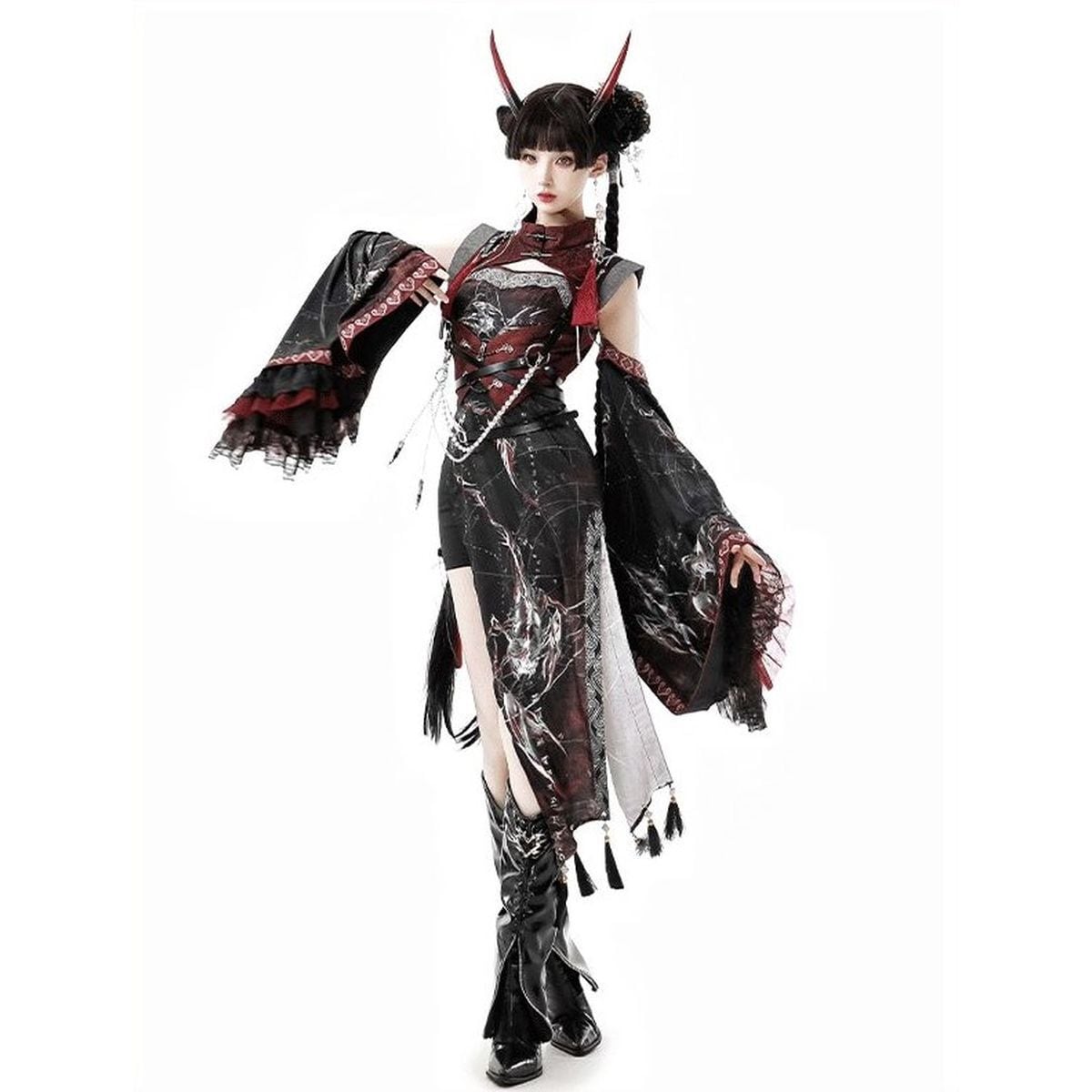 Oriental x Gothic Vampire Dress Set