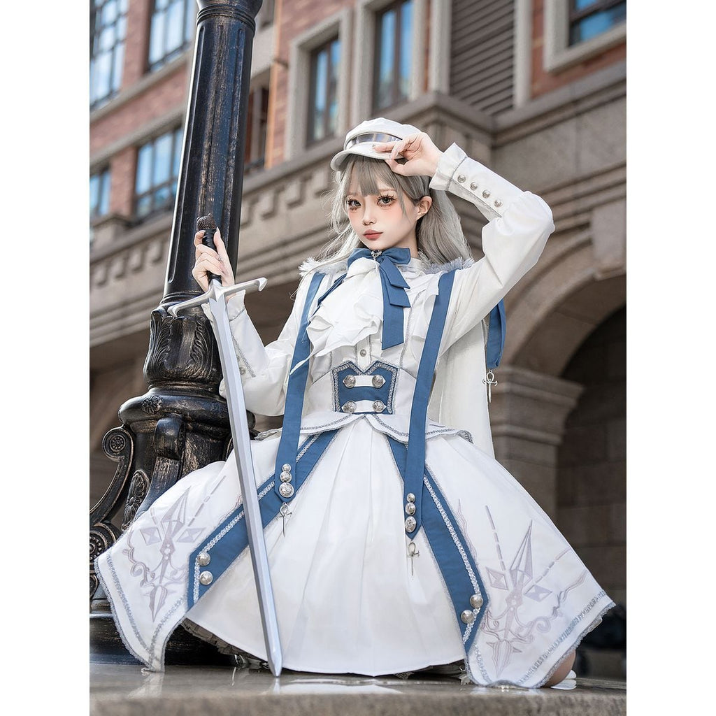 Blue x White Knight Military Lolita Set