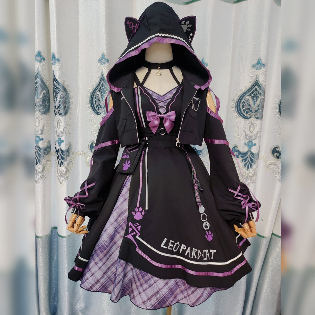 Whimsical Cat Hoodie Dress
