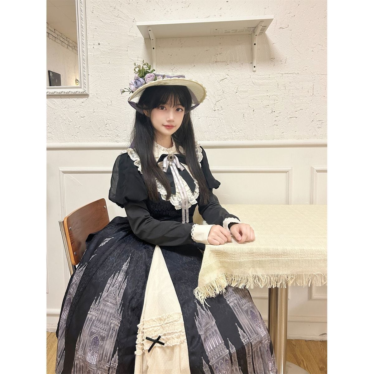 Elegant Gothic Frilly Gown