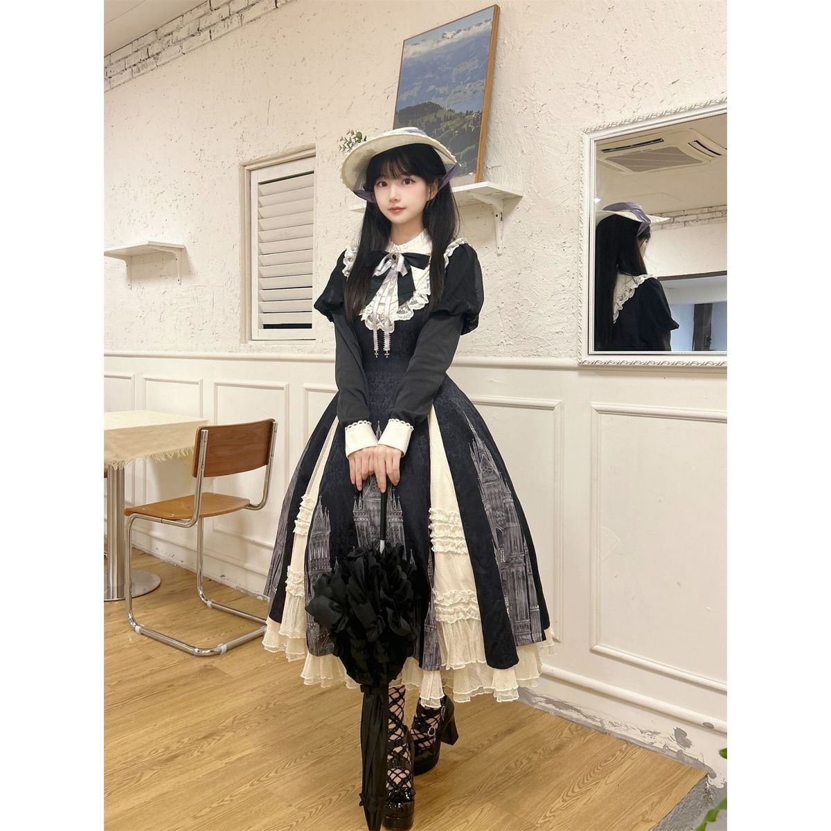 Elegant Gothic Frilly Gown