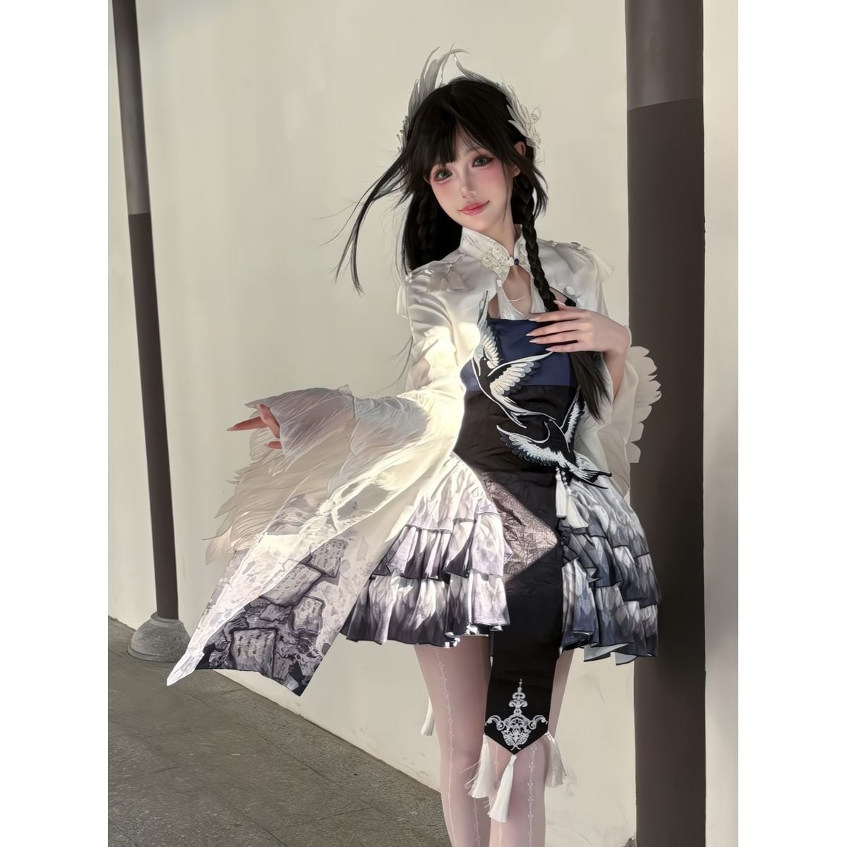 Elegant Oriental Tiered Skirt Coordinates