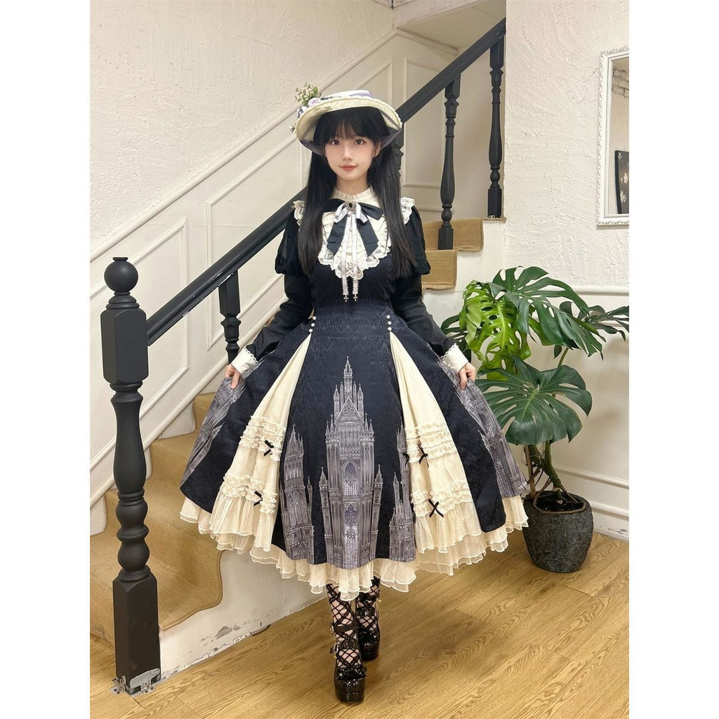 Elegant Gothic Frilly Gown