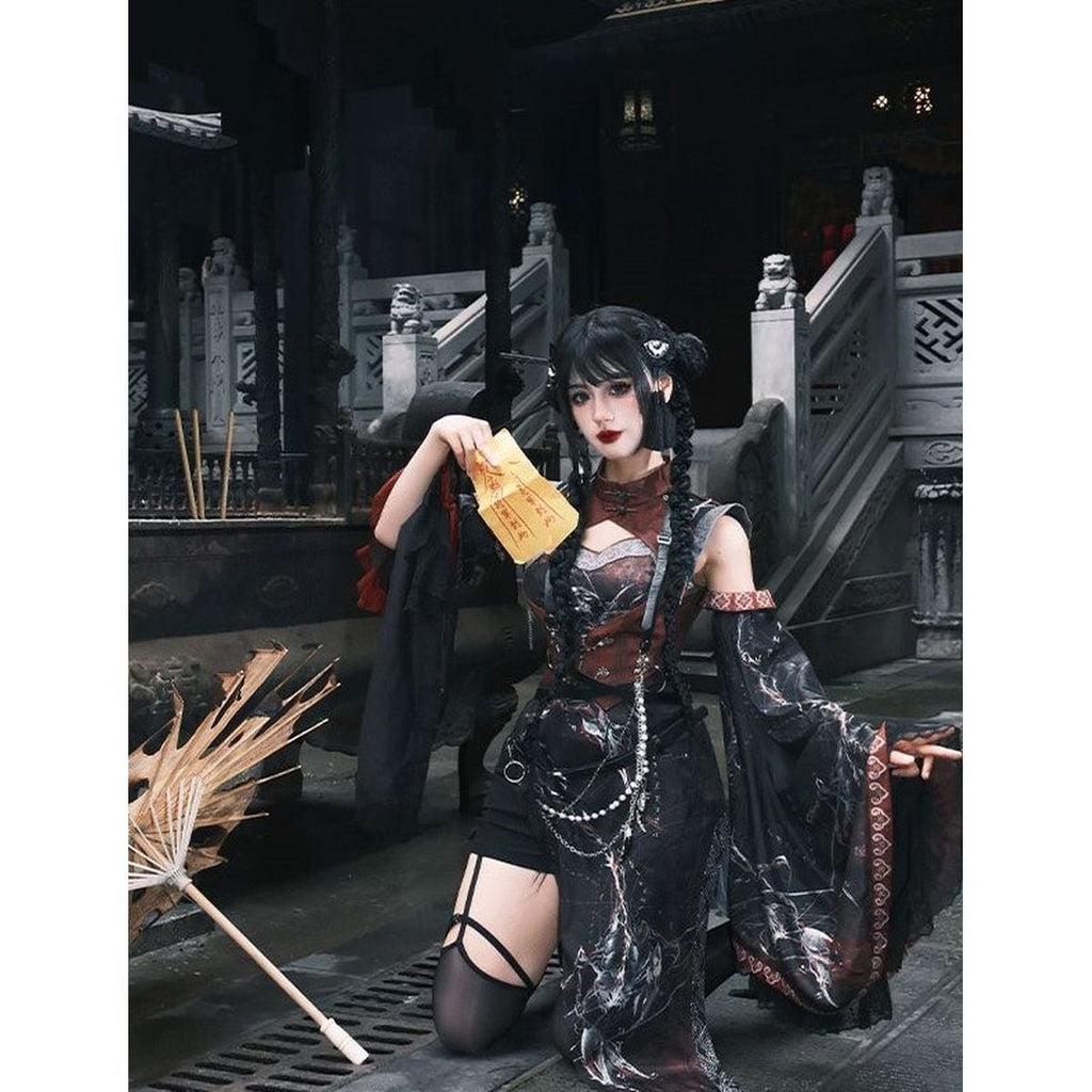 Oriental x Gothic Vampire Dress Set
