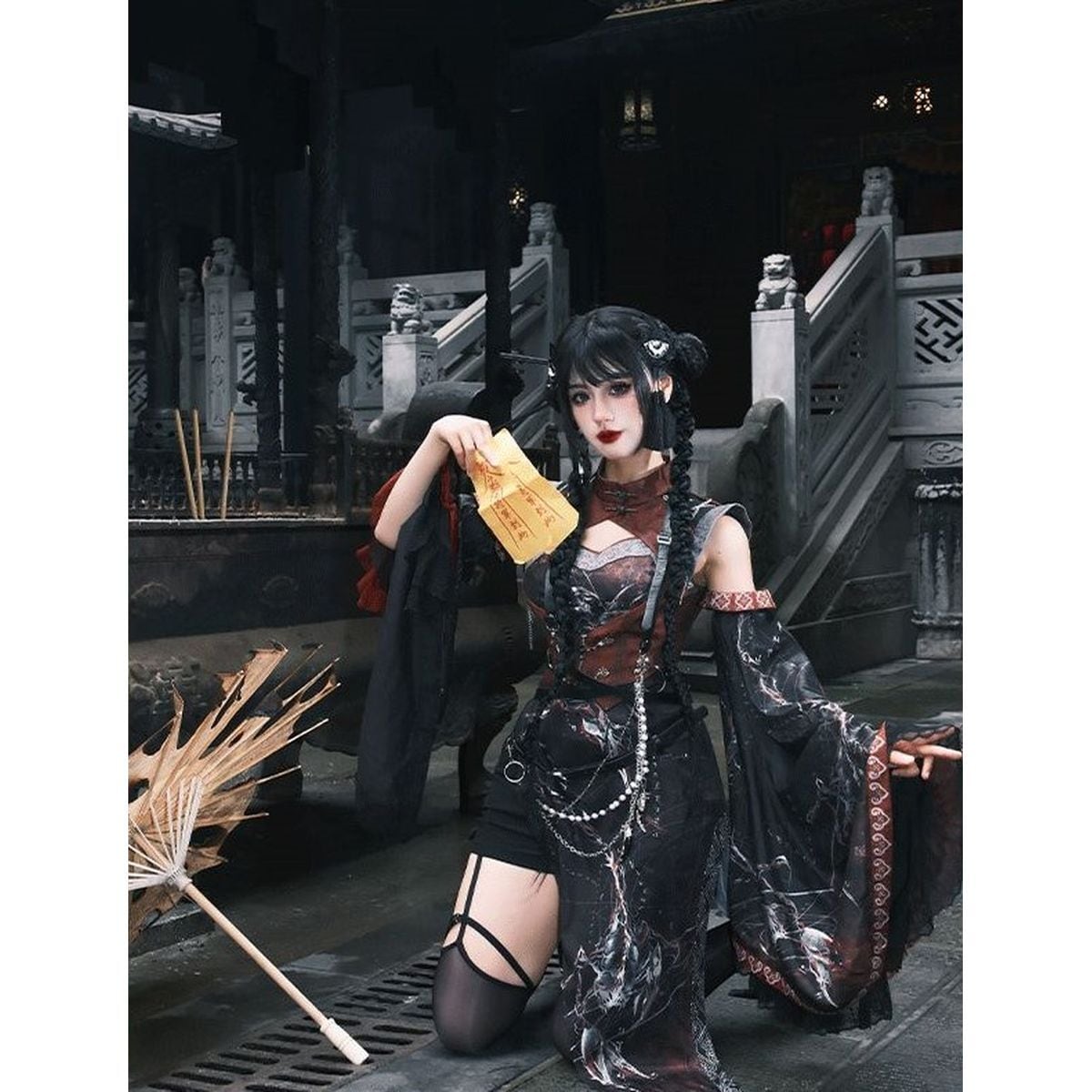 Oriental x Gothic Vampire Dress Set