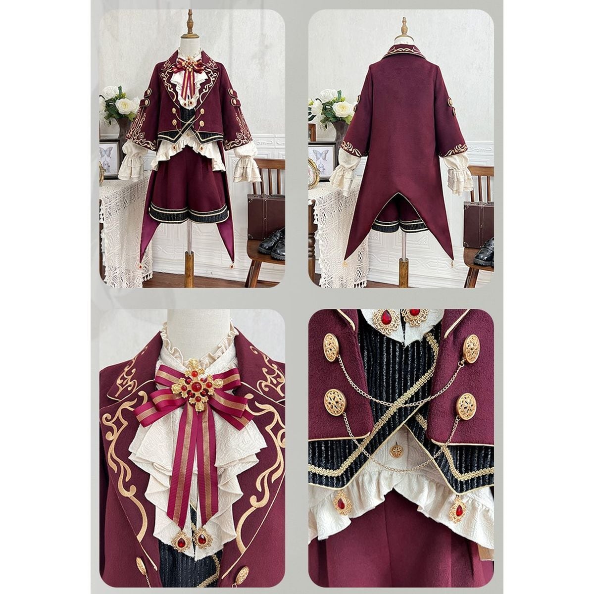Elegant Prince Red and White Outfit
