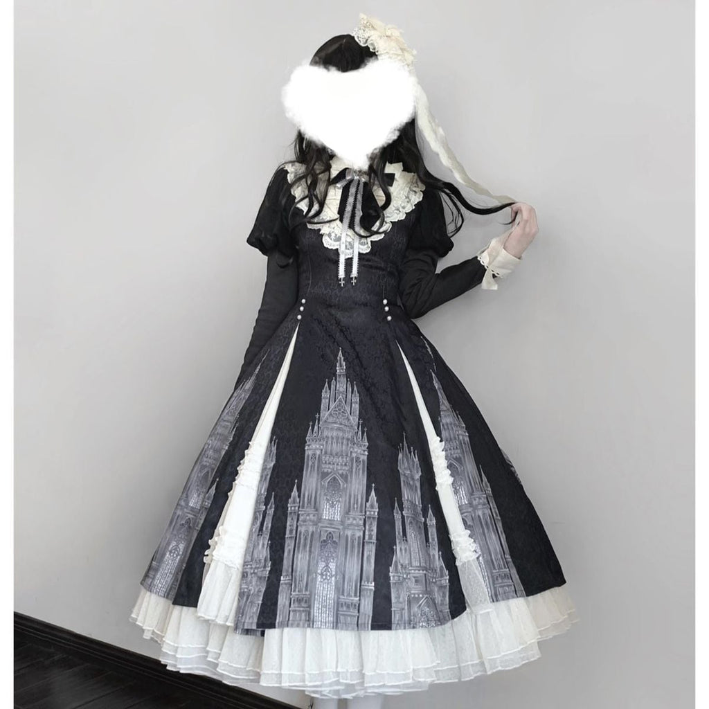 Elegant Gothic Frilly Gown