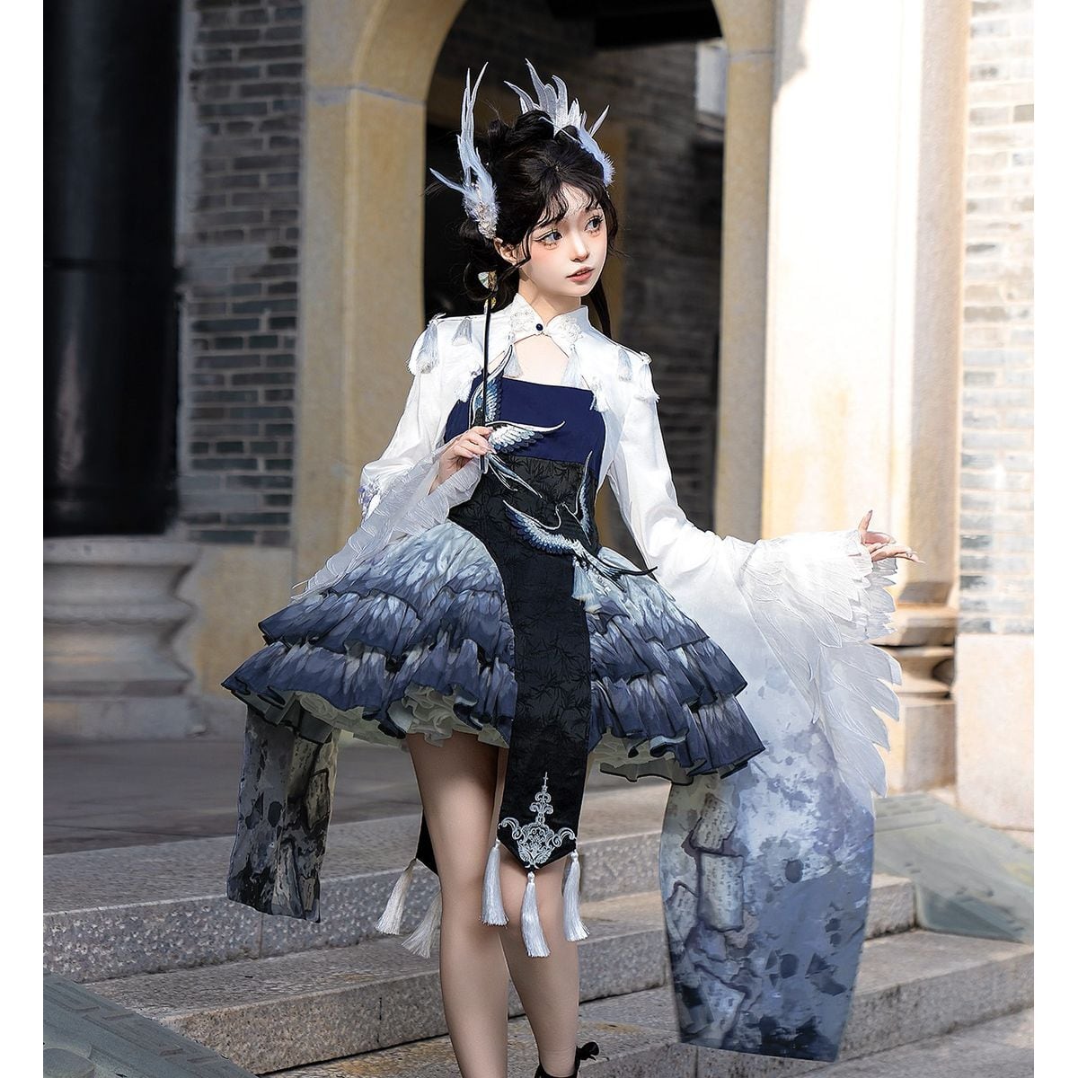 Elegant Oriental Tiered Skirt Coordinates