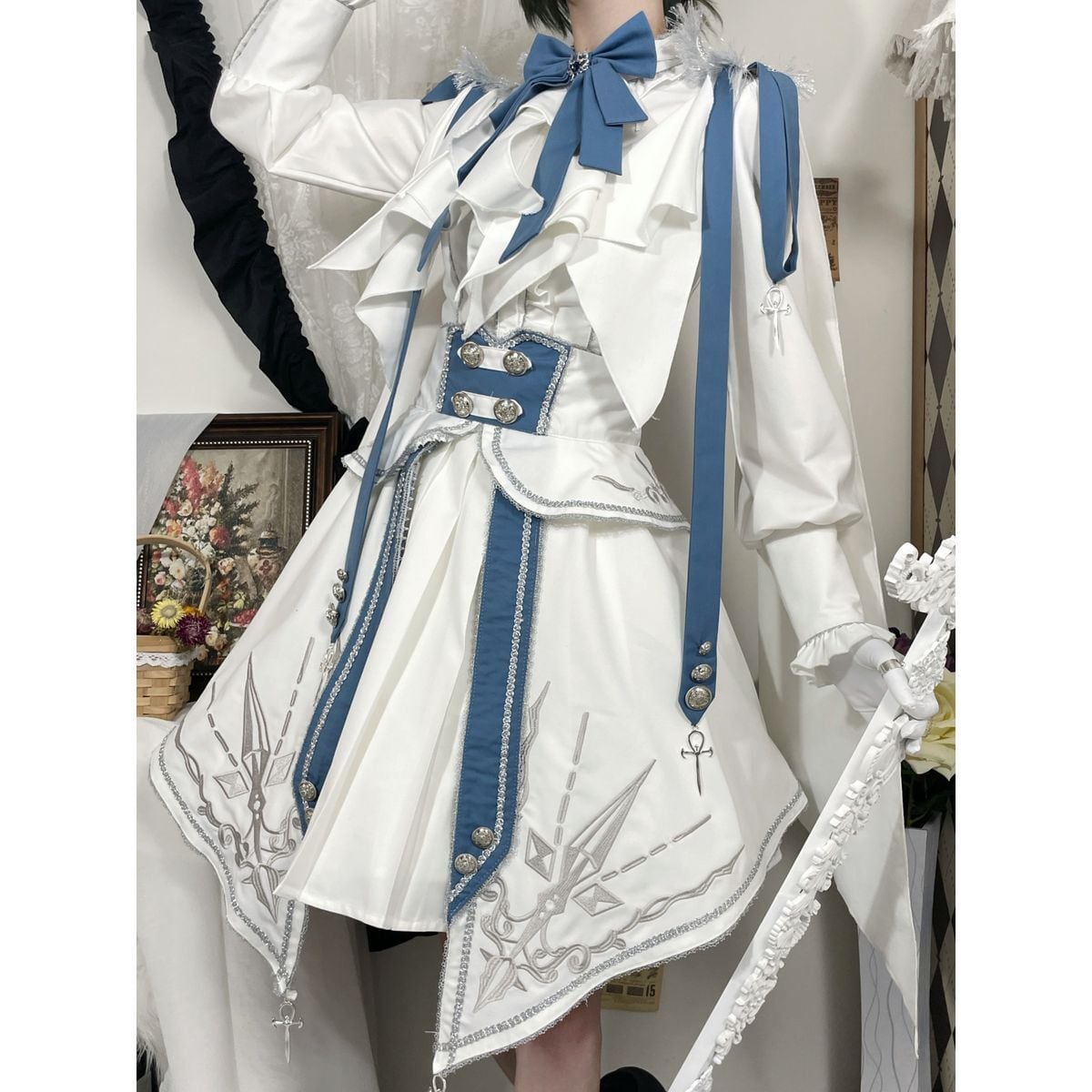Blue x White Knight Military Lolita Set