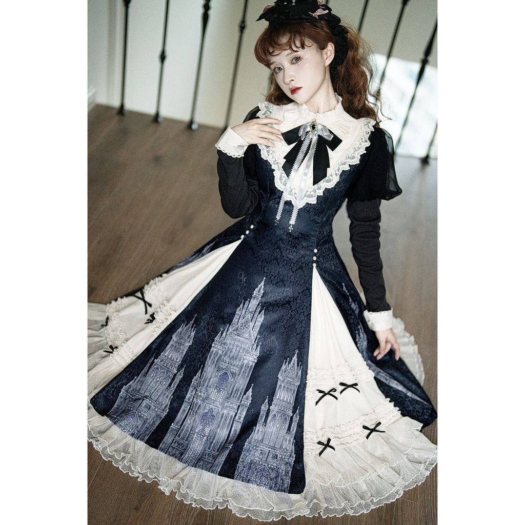 Elegant Gothic Frilly Gown