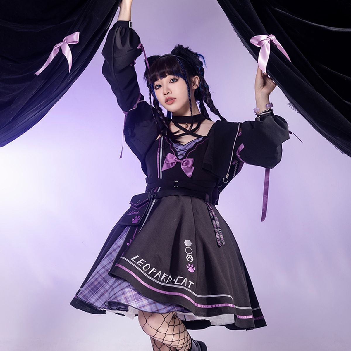 Whimsical Cat Hoodie Dress