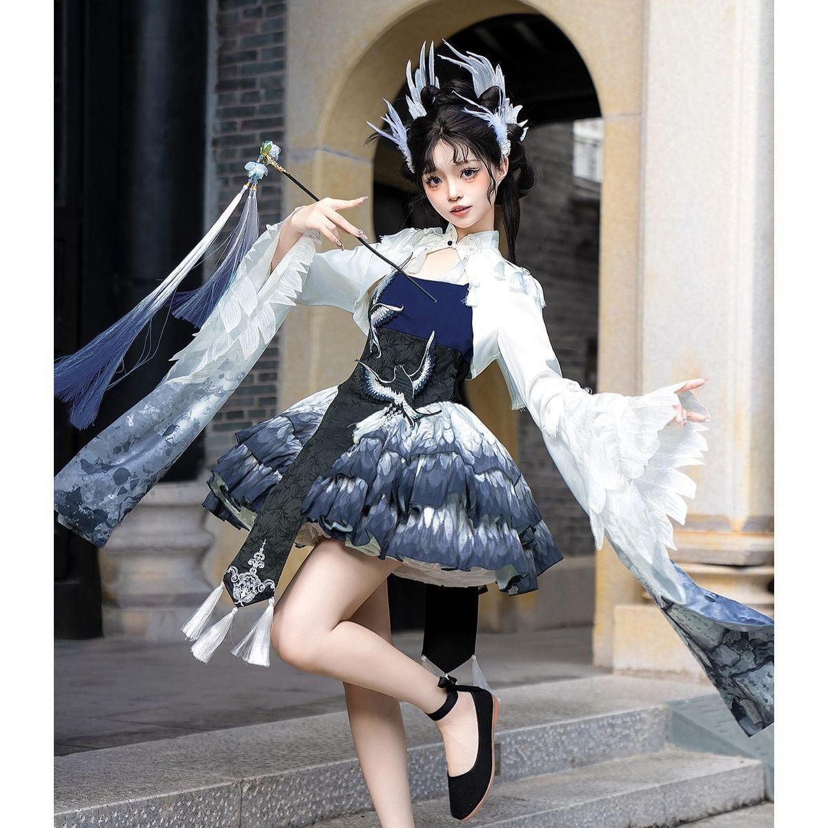 Elegant Oriental Tiered Skirt Coordinates