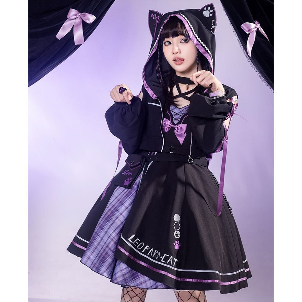 Whimsical Cat Hoodie Dress