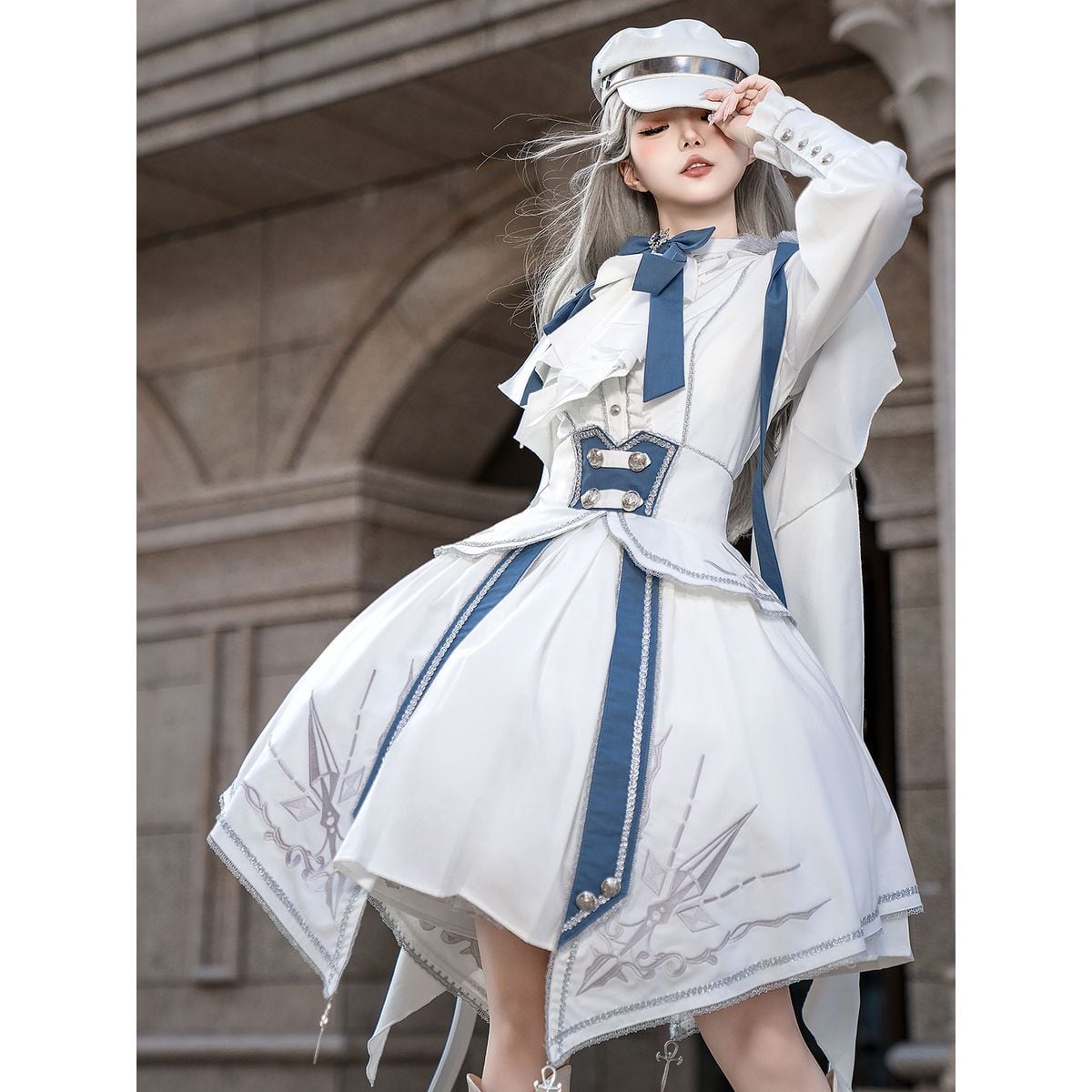Blue x White Knight Military Lolita Set
