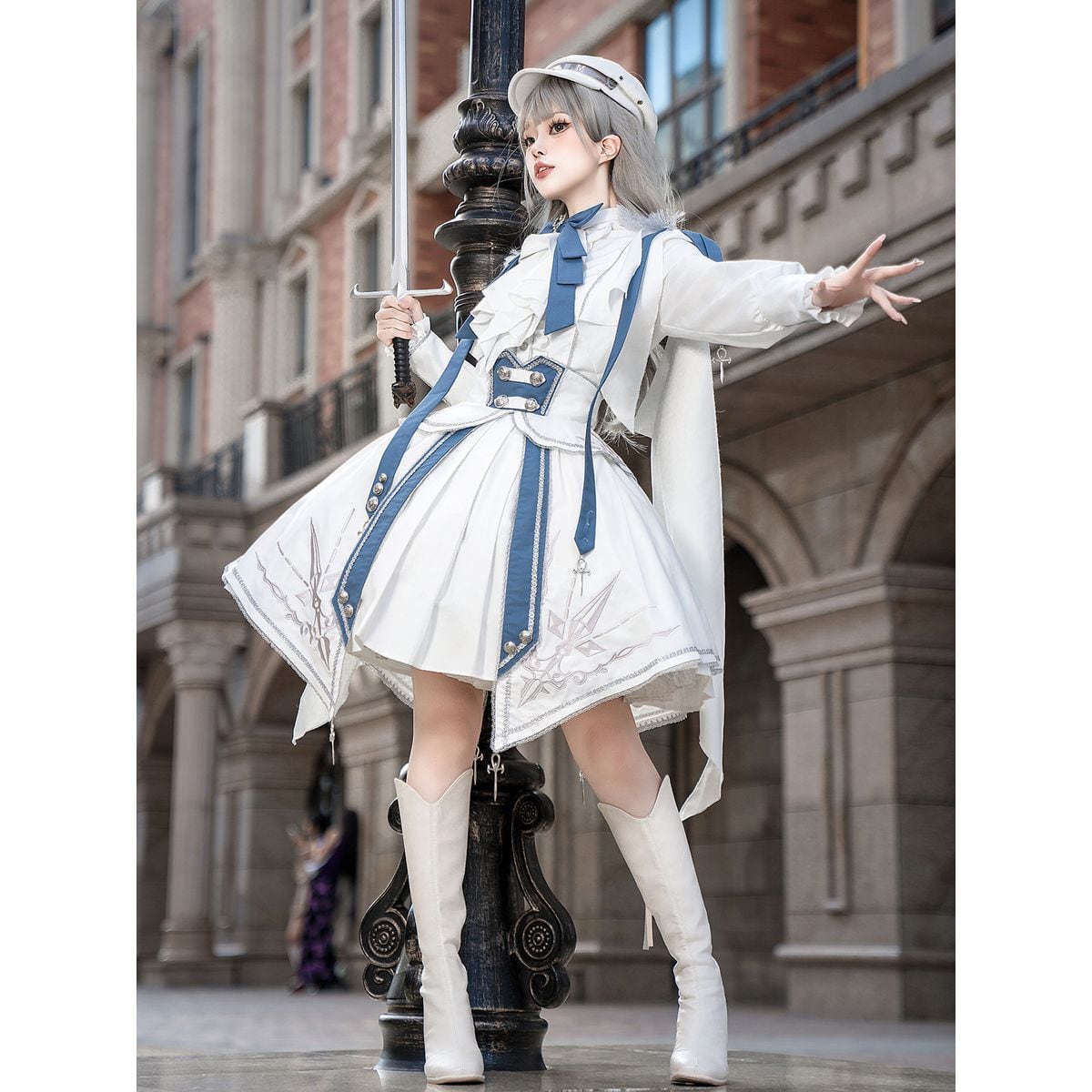 Blue x White Knight Military Lolita Set
