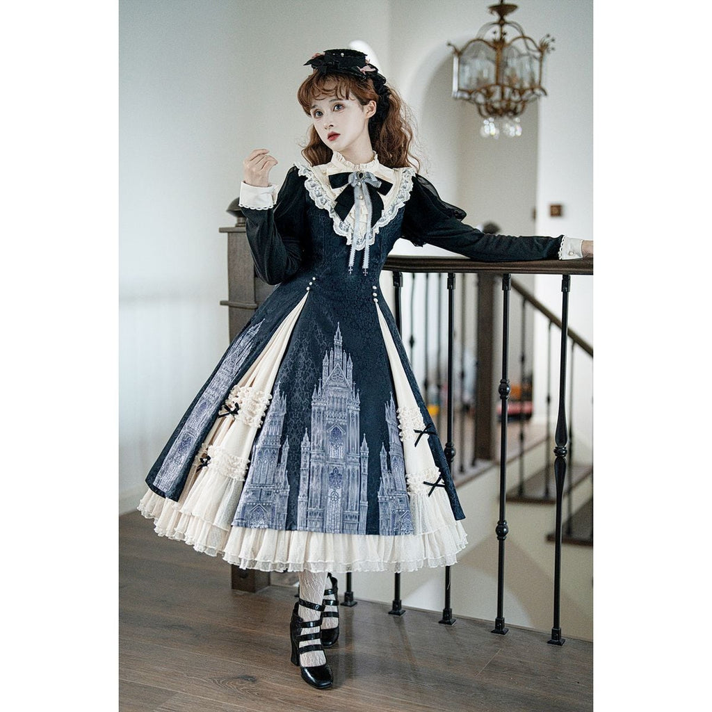 Elegant Gothic Frilly Gown