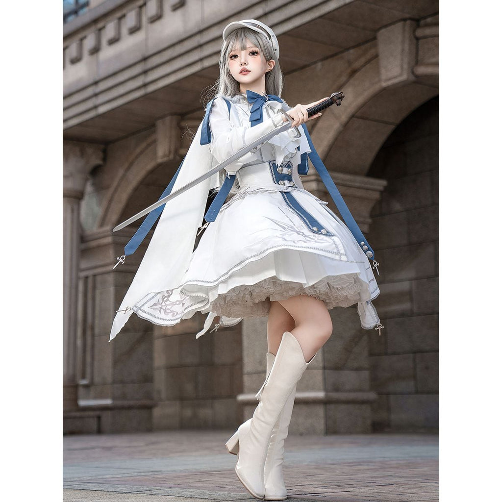 Blue x White Knight Military Lolita Set