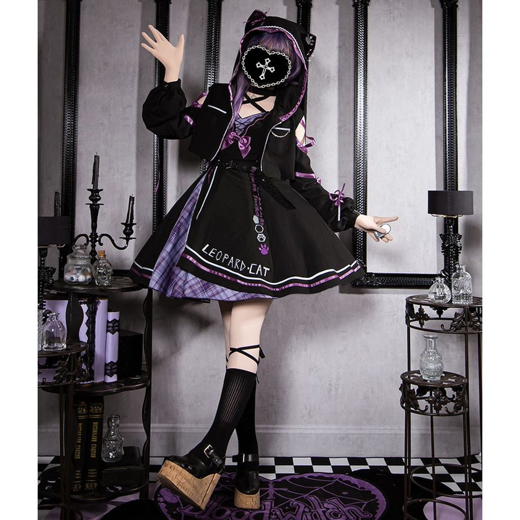 Whimsical Cat Hoodie Dress