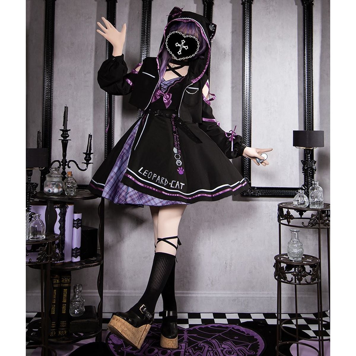 Whimsical Cat Hoodie Dress